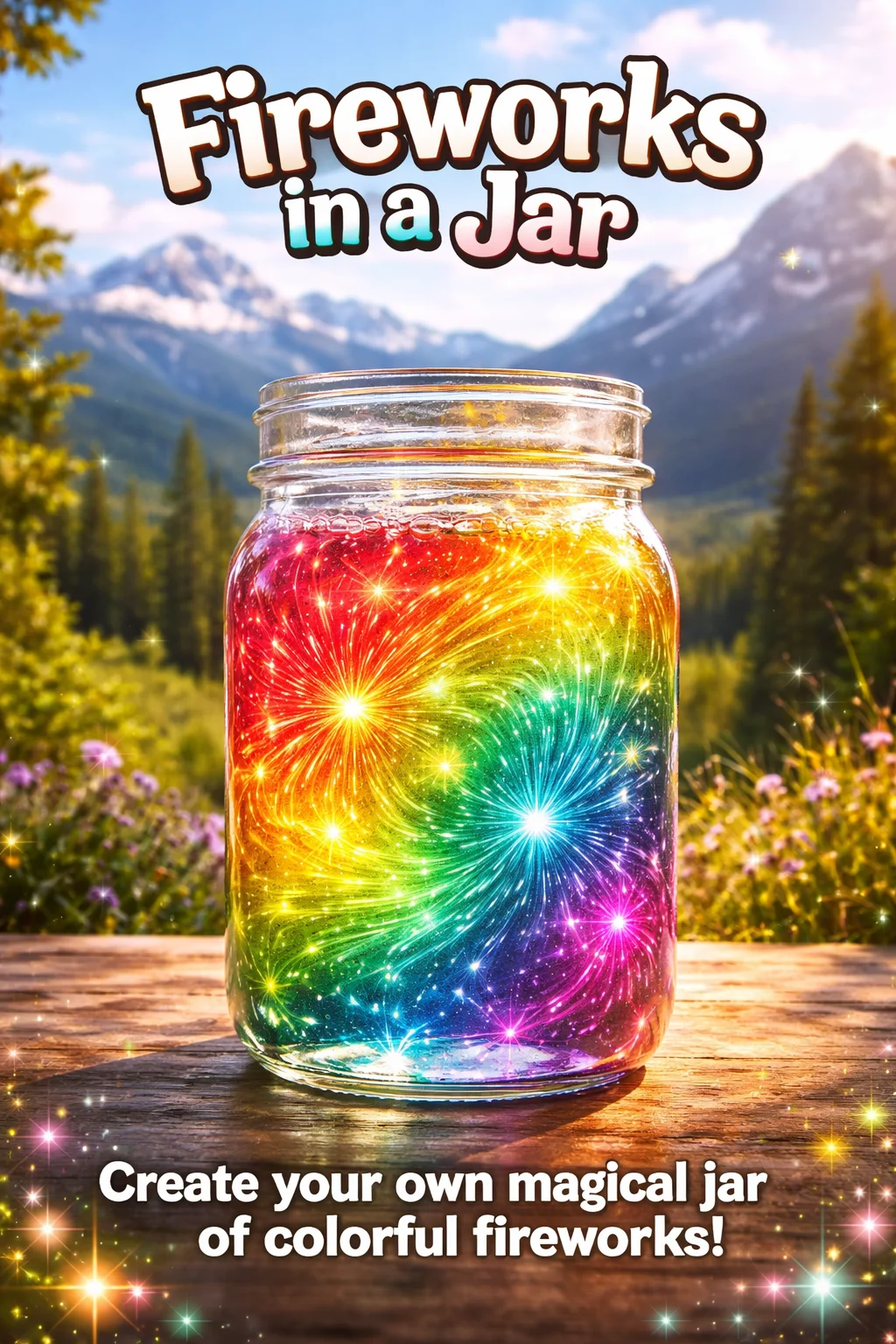 Colorful fireworks in a jar displaying vibrant colors and effects