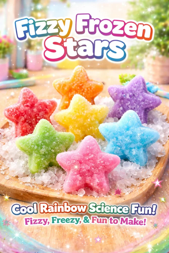 Colorful fizzy frozen stars in a refreshing summer drink