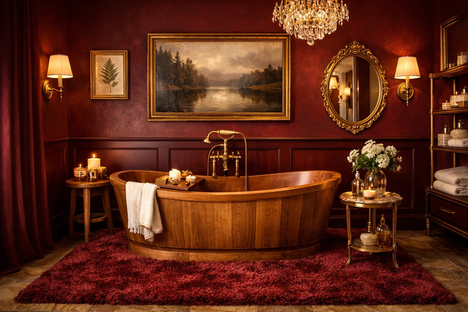 Navy and Burgundy Bathroom Ideas