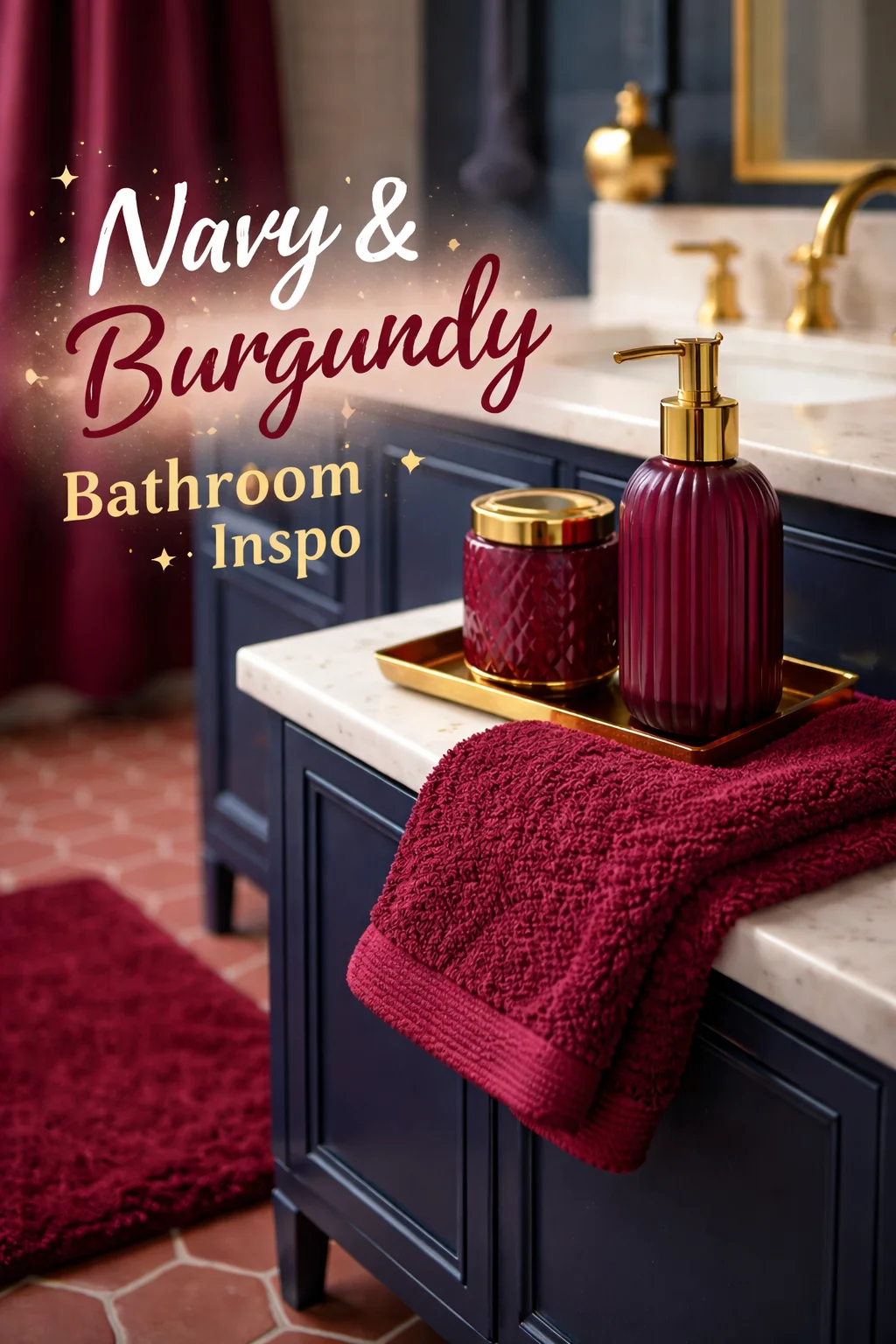 Navy and Burgundy Bathroom Ideas
