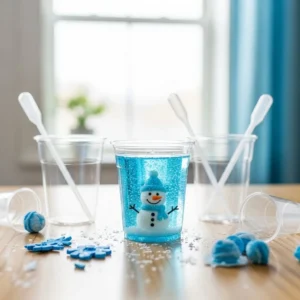 Elsa Snowman Cup craft and snow globe activity for kids
