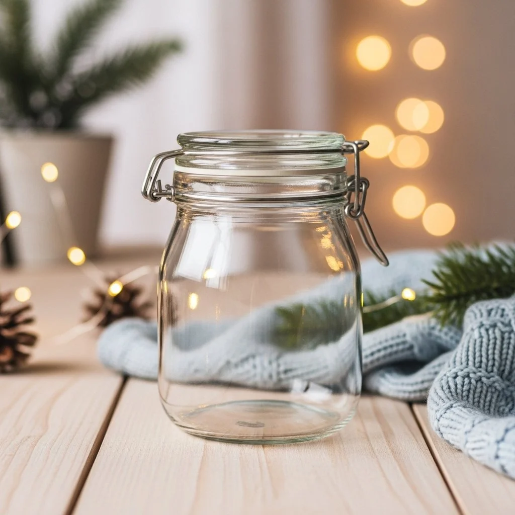 Frozen Snow Crystal Jar showcasing delicate ice crystal designs for winter decor.