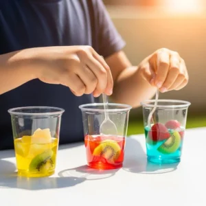 Fruit enzymes gelatin experiment demonstrating the effects of natural enzymes.