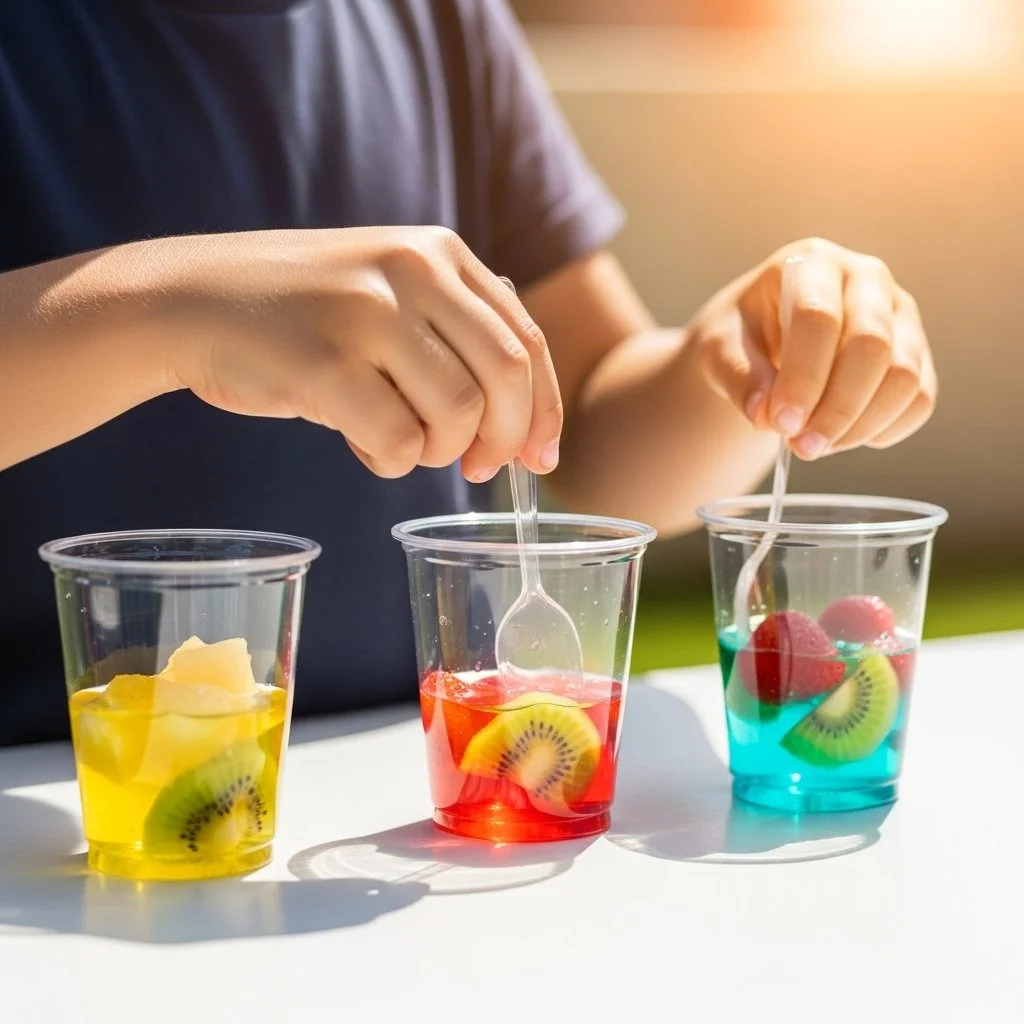 Fruit enzymes gelatin experiment demonstrating the effects of natural enzymes.