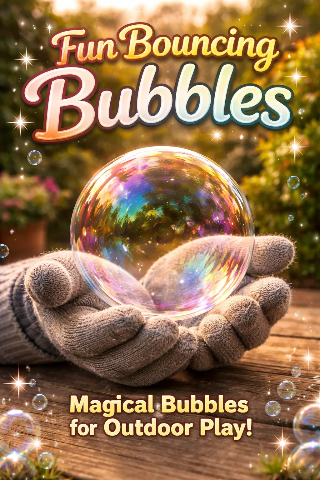 Colorful fun bouncing bubbles floating in the air