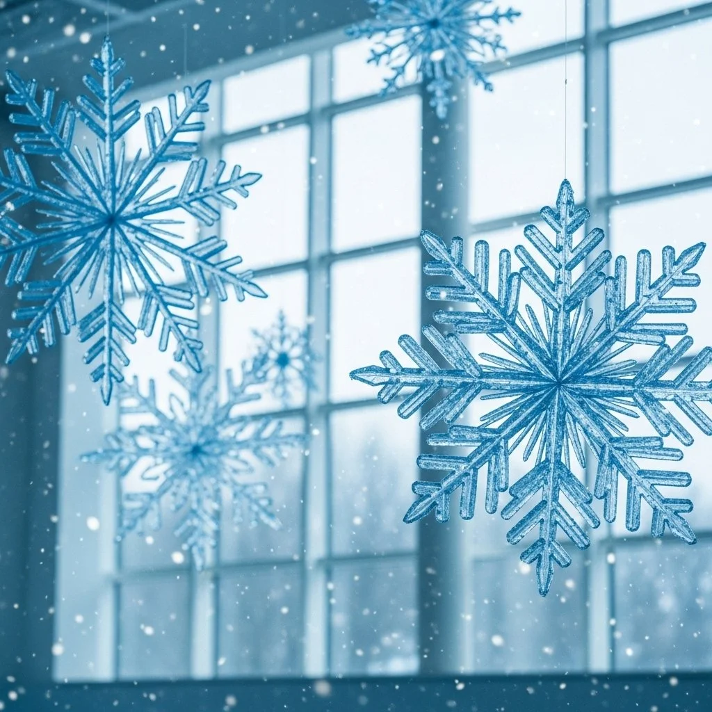 Glow-in-the-dark frozen snowflake decoration for enchanting winter ambiance.
