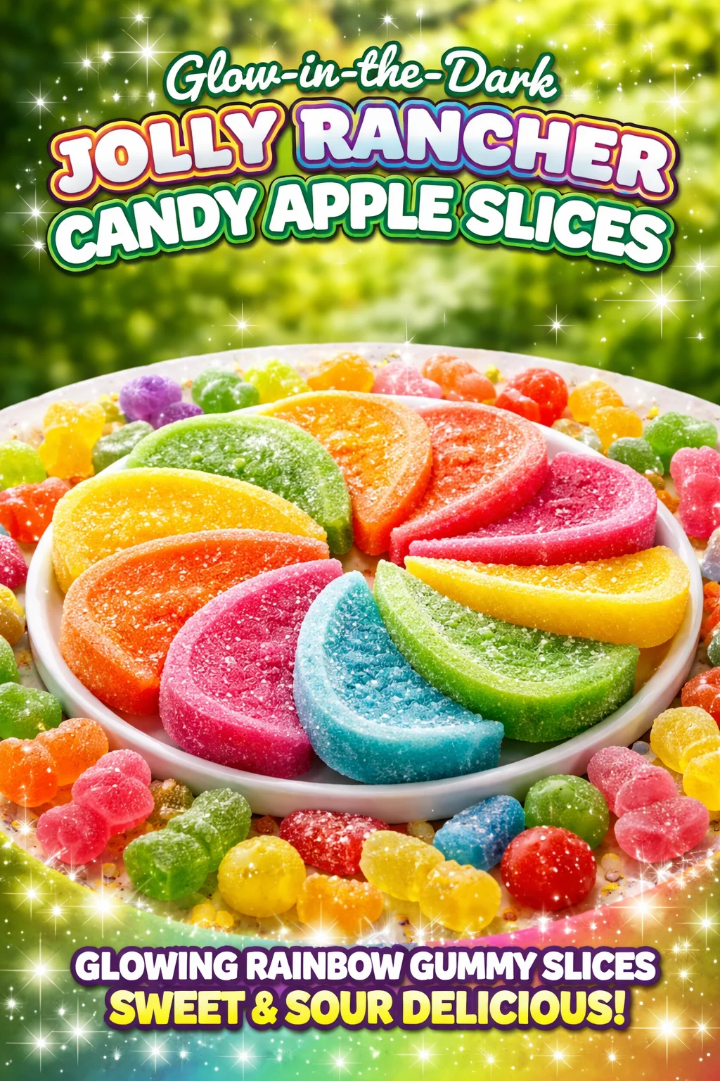 Glow-in-the-Dark Jolly Rancher Candy Apple Slices for a fun treat.