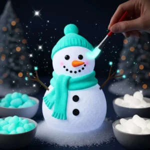 Magical winter art created with Glow Snow Puffy Paint in vibrant colors.