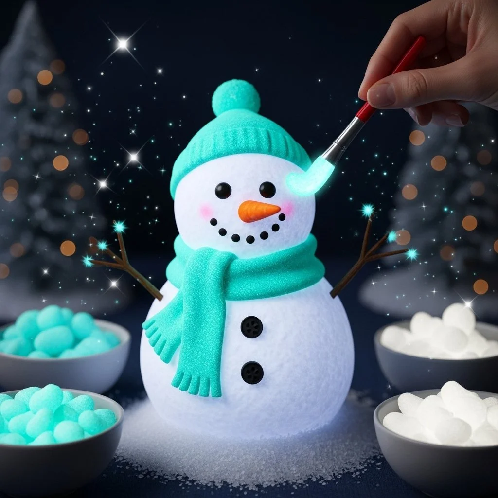 Magical winter art created with Glow Snow Puffy Paint in vibrant colors.