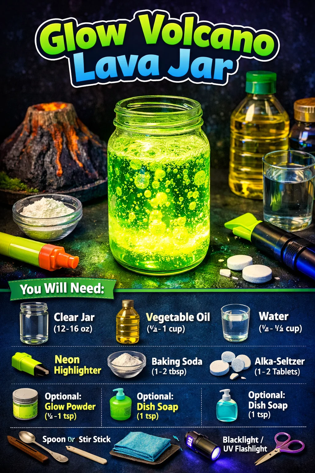 Glow Volcano Lava Jar radiating colorful, flowing lava-like effects for ambiance