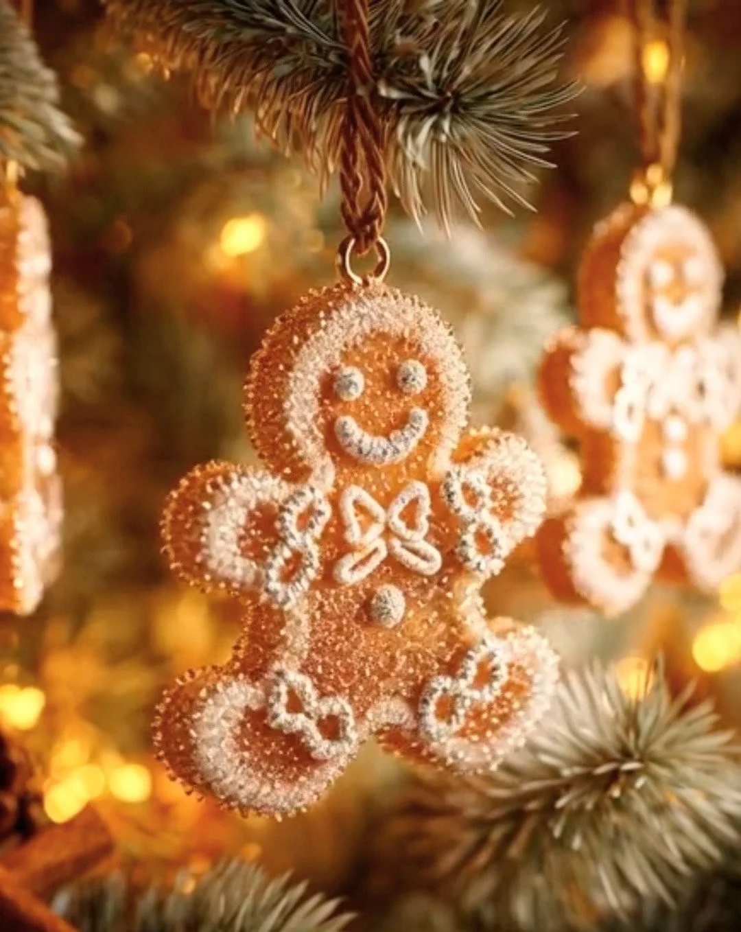 Sparkly crystal gingerbread man ornaments for holiday crafting and decorations.