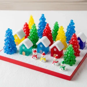 Beautifully designed Crystal Winter Village showcasing stunning crystal features.