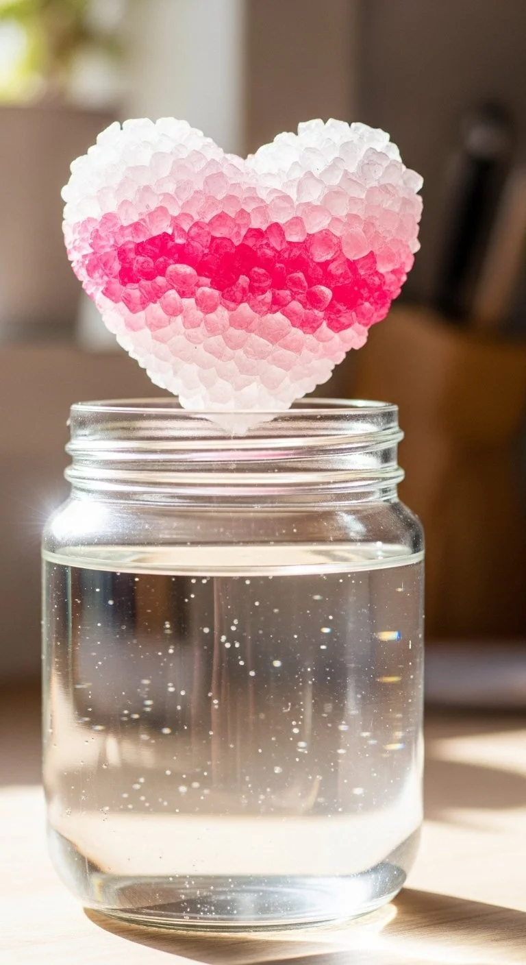 Kids growing crystals in a science experiment