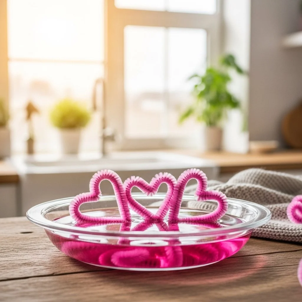 Heart crystals grown using the pipe cleaner plate method