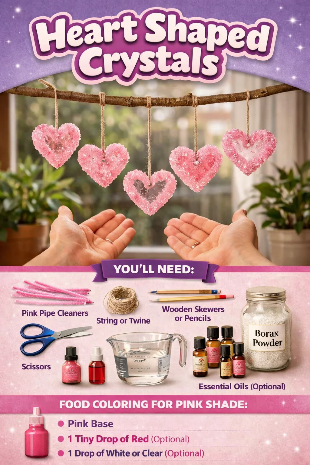 A collection of heart shaped crystals in various colors and sizes for decoration and healing.