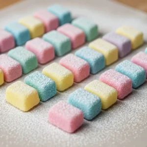 A batch of homemade bubble gum in different colors and flavors