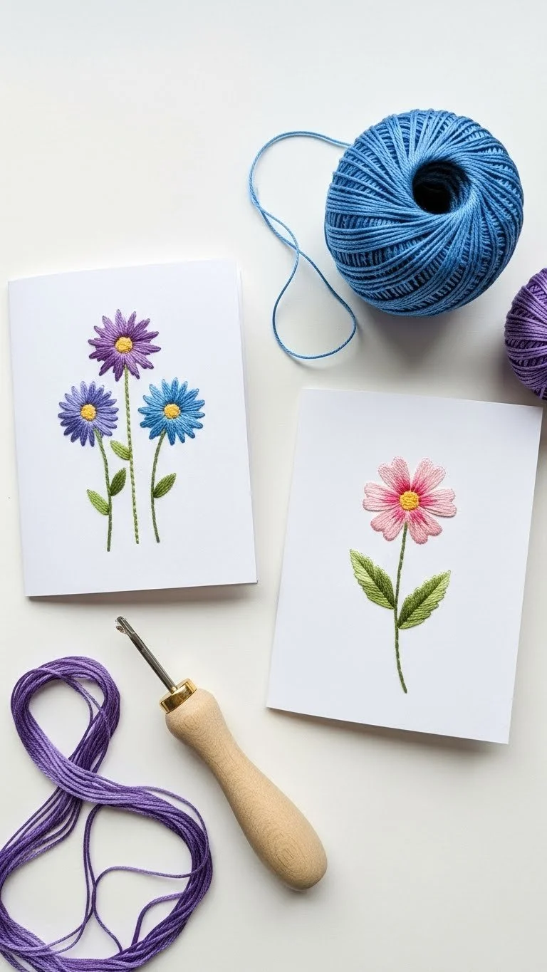 Colorful spring sewing cards design tutorial for seasonal crafting.