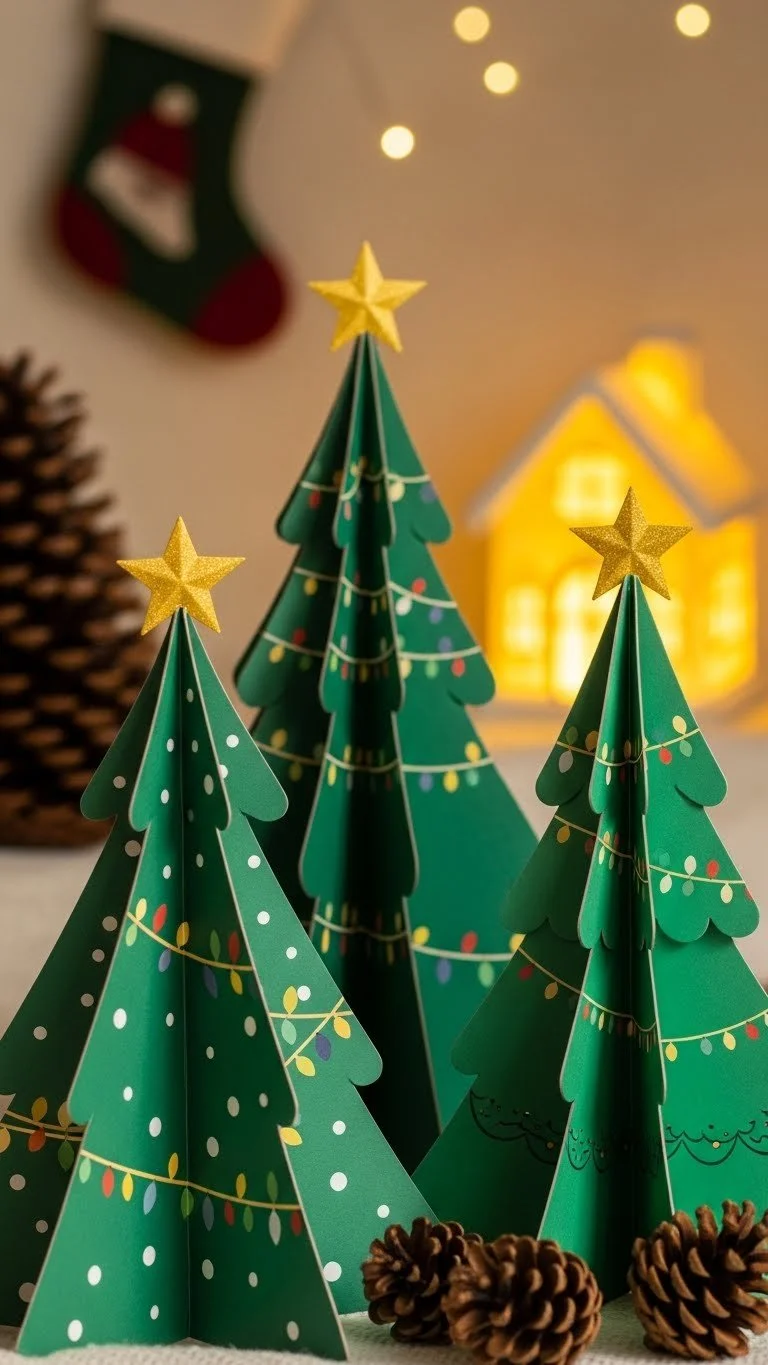 Crafting a festive paper roll Christmas tree using recycled materials