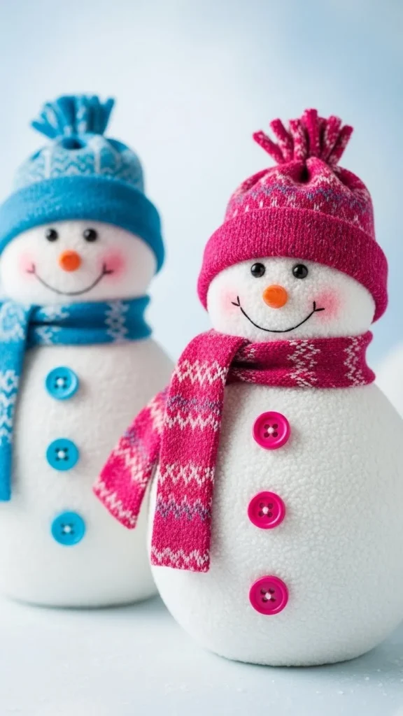 Crafting a snowman with colorful socks for a fun winter activity