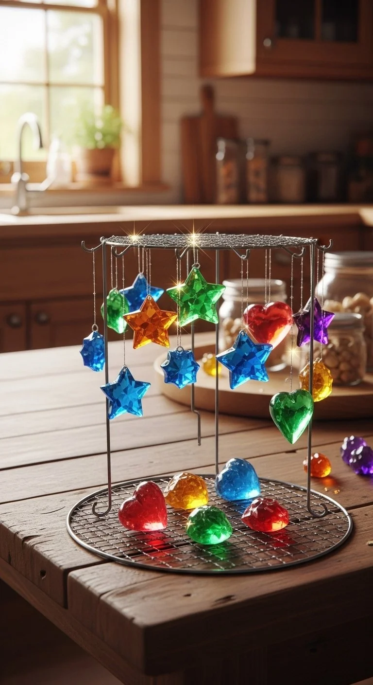 DIY Borax crystal gems in various shapes and colors