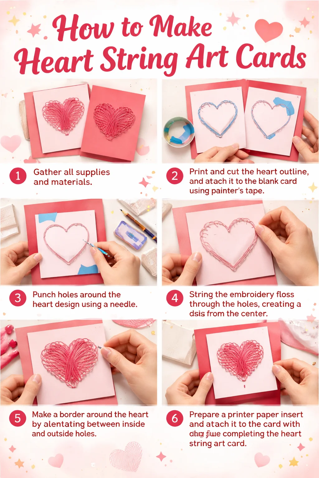 Handmade heart string art card design tutorial