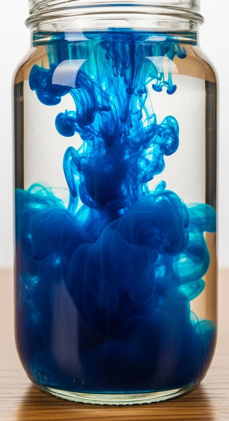 Indoor rain cloud experiment showing cloud formation and precipitation.