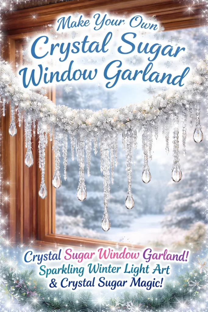 DIY crystal sugar garland hanging in window for decoration