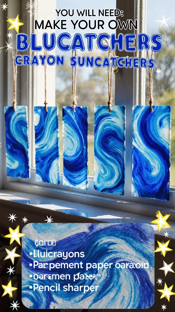 DIY glowing blue crayon suncatchers to brighten your home decor