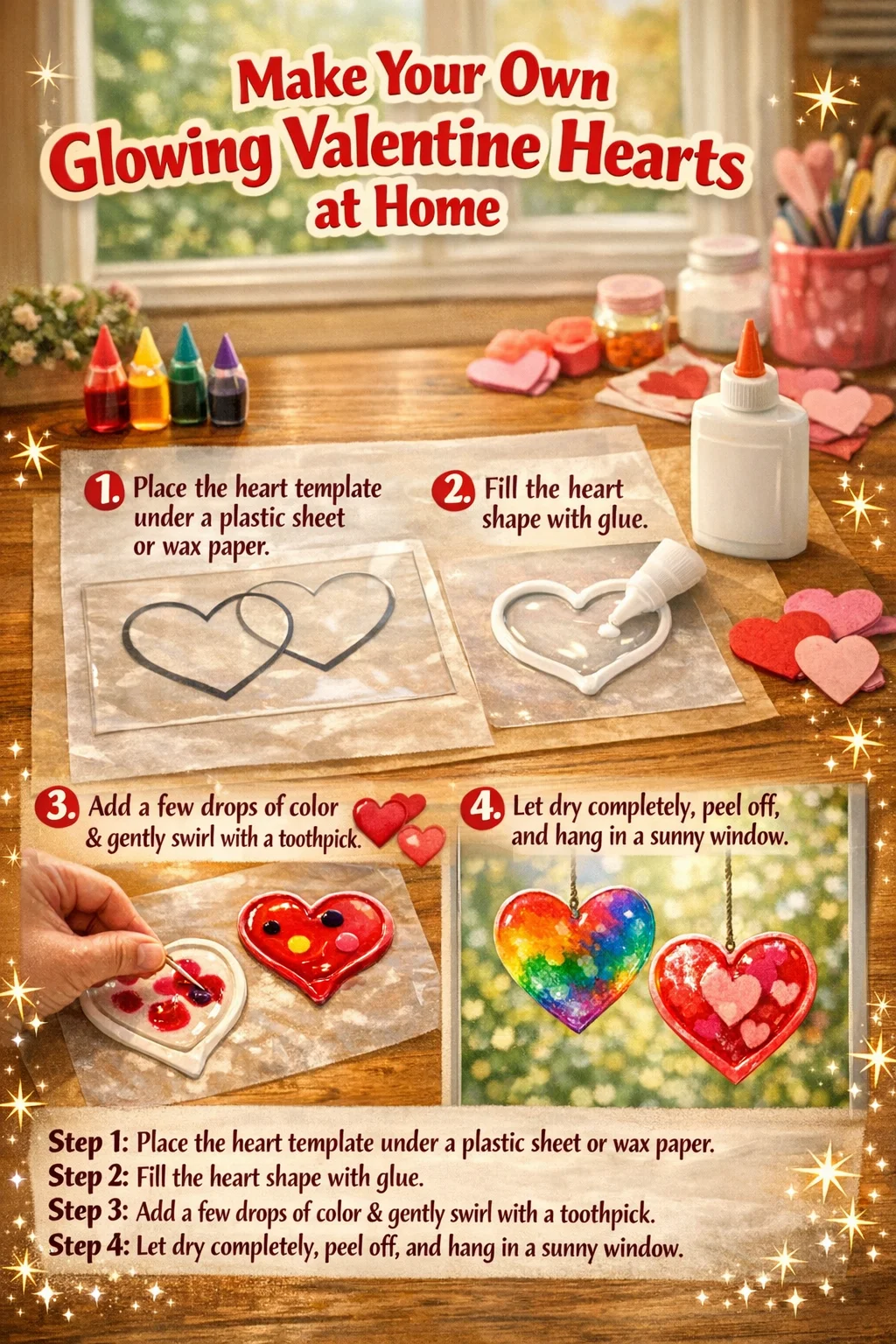 DIY glowing Valentine hearts project for a romantic celebration
