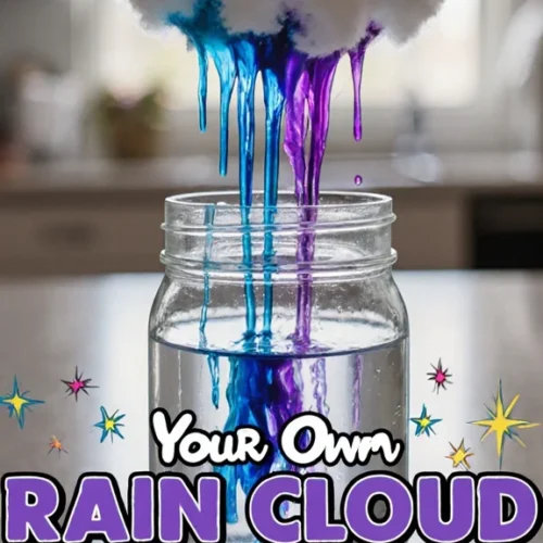 DIY rain cloud in a jar project for kids with clouds and rain effects