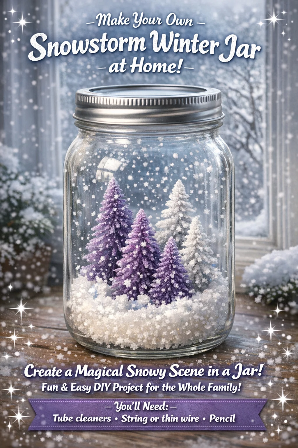 DIY snowstorm jar with instructions for creating a winter wonderland at home
