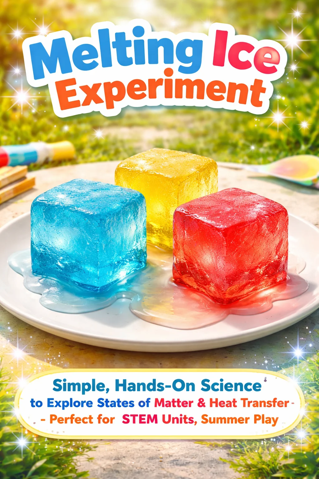 Children conducting a melting ice experiment to observe changes in temperature.