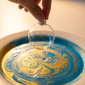 A beautifully crafted Marbling Ornament showcasing intricate swirling patterns.