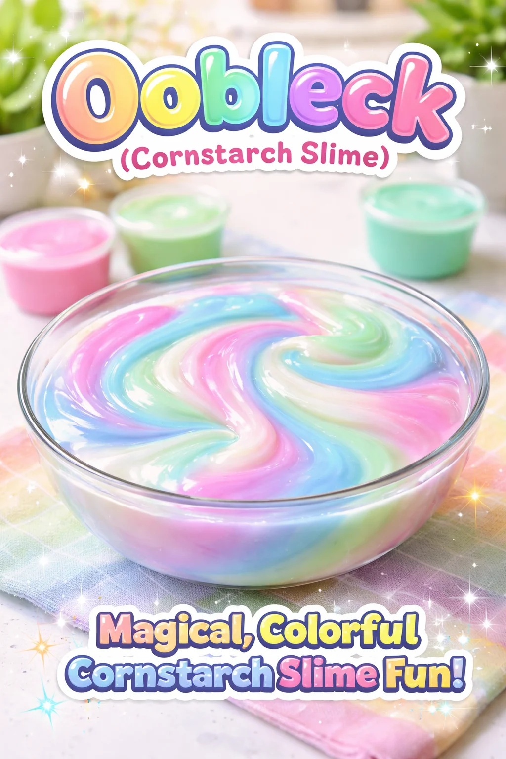 Oobleck made from cornstarch and water, showing its unique slime-like texture.