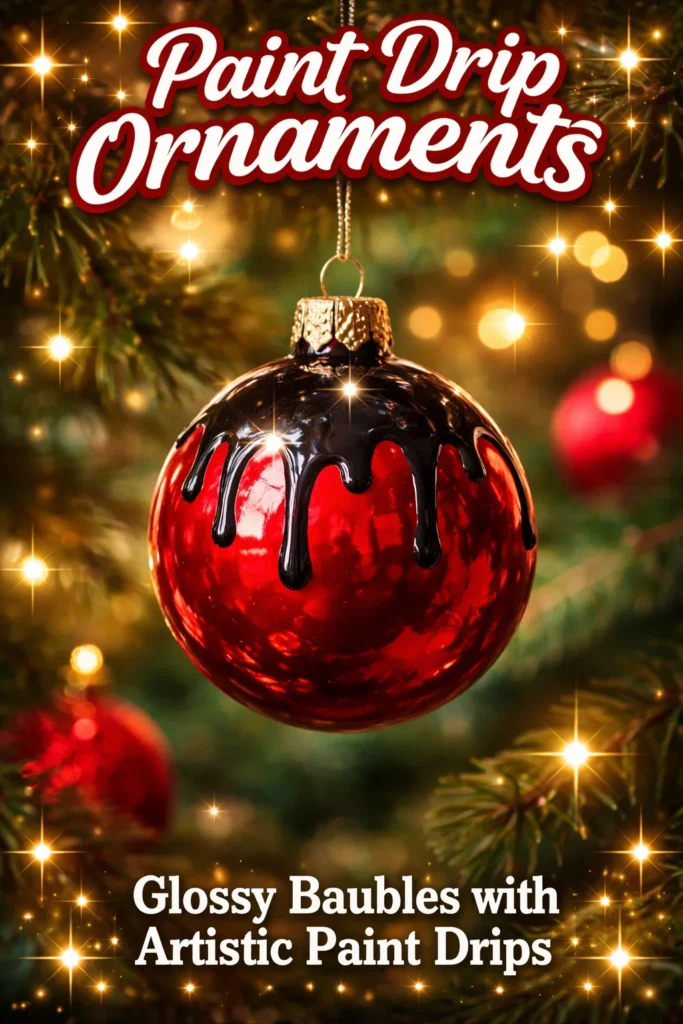 Colorful paint drip ornaments for creative holiday decorating