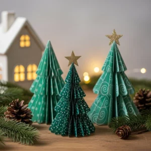 DIY Paper Roll Christmas Tree decoration for festive holiday crafts