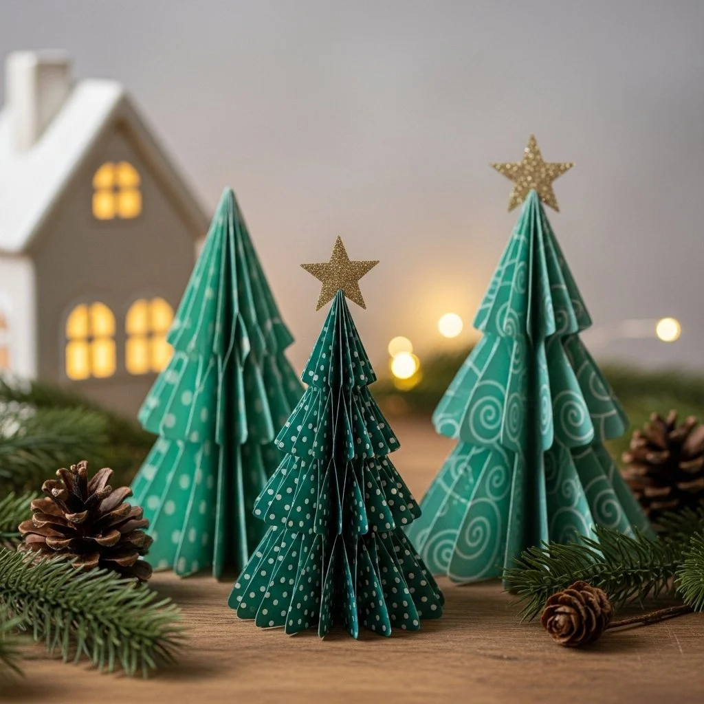 DIY Paper Roll Christmas Tree decoration for festive holiday crafts