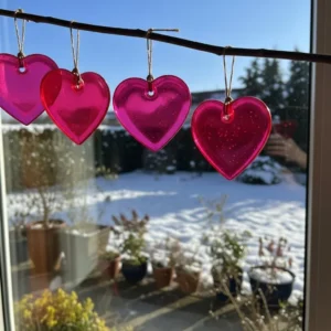 Pink Pipe Cleaner Crystal Heart for creative crafts and DIY projects