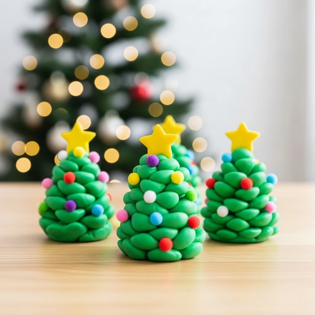 Colorful Playdough Pinecone Christmas Tree decoration.