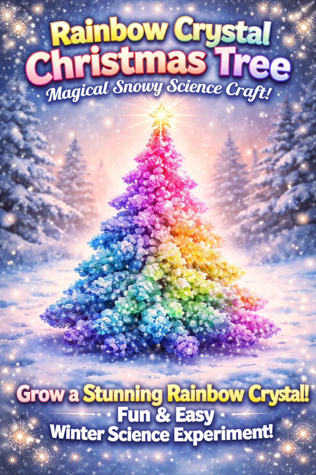 Colorful Rainbow Crystal Christmas Tree craft during winter festivities