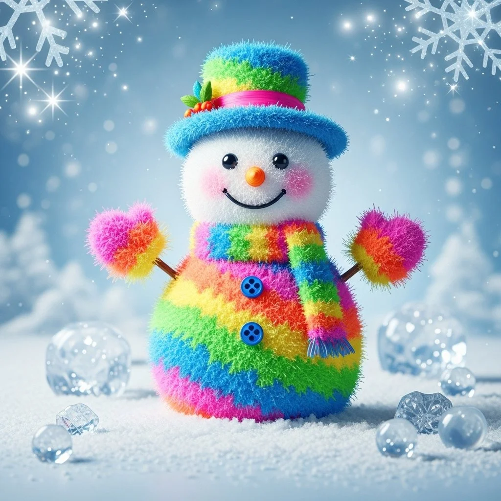 Colorful Rainbow Crystal Snowman decoration for festive celebrations