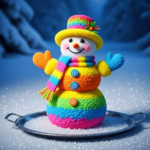 Colorful Rainbow Crystal Snowman decoration for holiday festivities