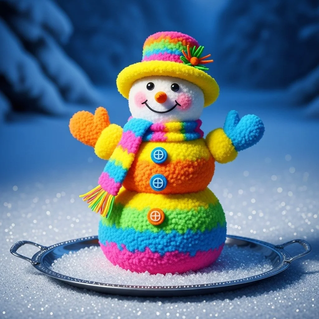 Colorful Rainbow Crystal Snowman decoration for holiday festivities