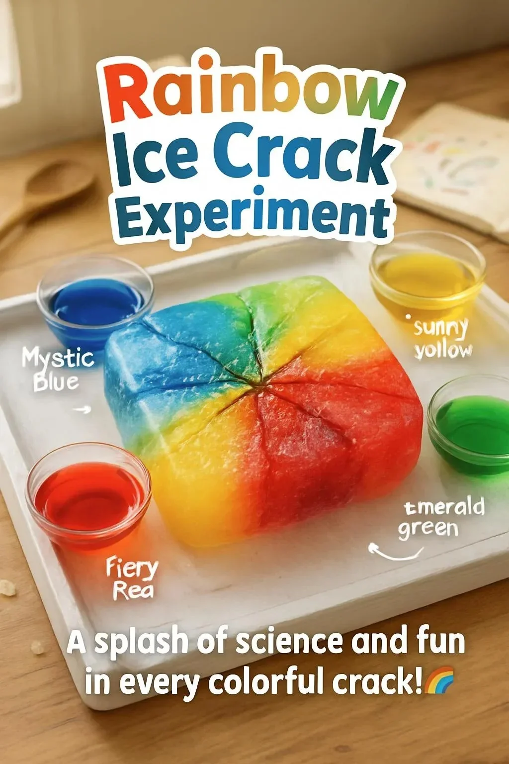 Rainbow Ice Crack Experiment showcasing colorful ice fracturing.