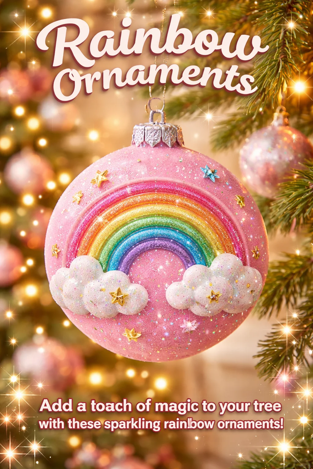Colorful rainbow ornaments for festive decor and celebrations