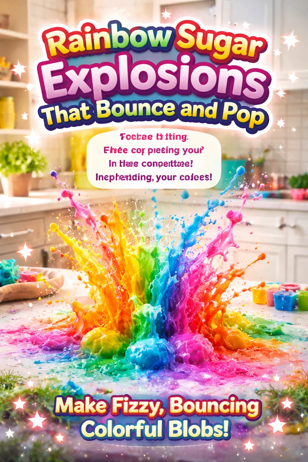 Colorful Rainbow Sugar Explosions that bounce and pop delightfully.