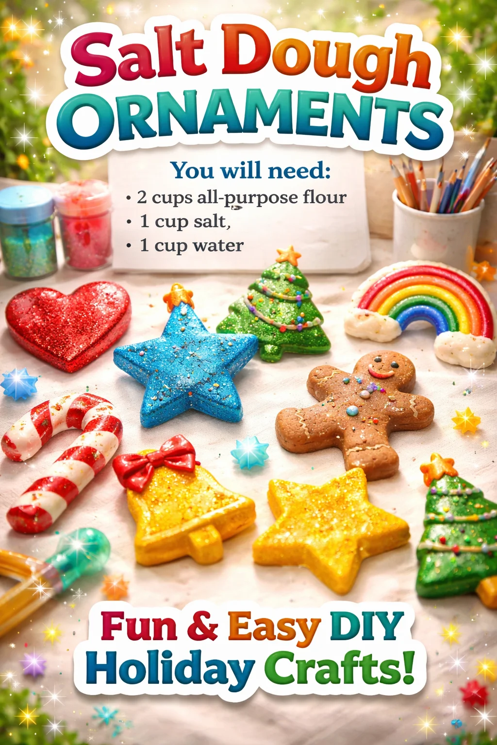 Handmade salt dough ornaments for festive decorations and crafts