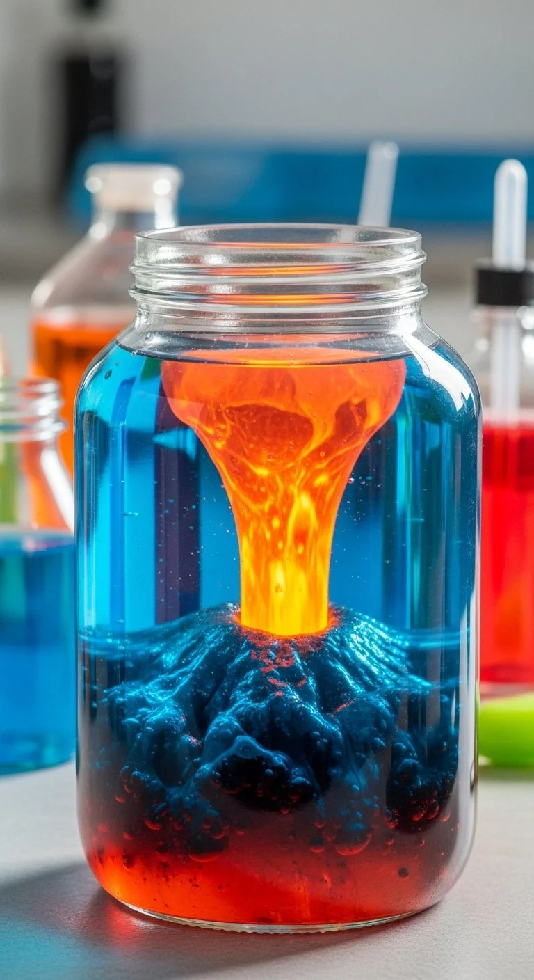 Salt volcano effect in a jar showcasing stunning lava-like visuals