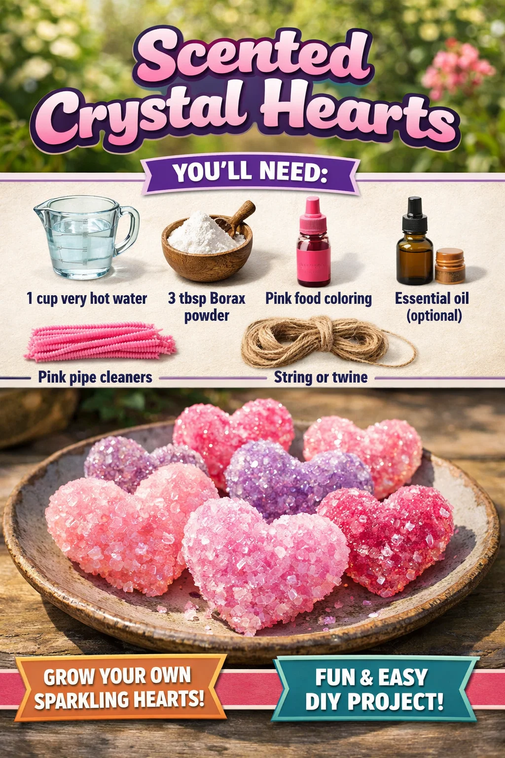 Beautiful scented crystal hearts for aromatic home decor