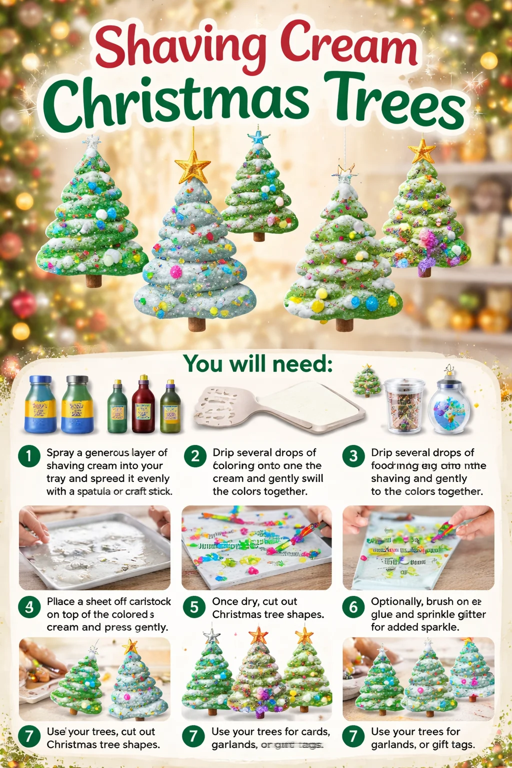 Festive Shaving Cream Christmas Trees decoration